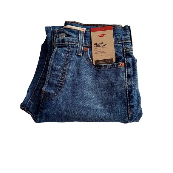 Levis Womens Wedgie Straight Jeans • Button fly closure Size 29 Blue Denim - Picture 11 of 11